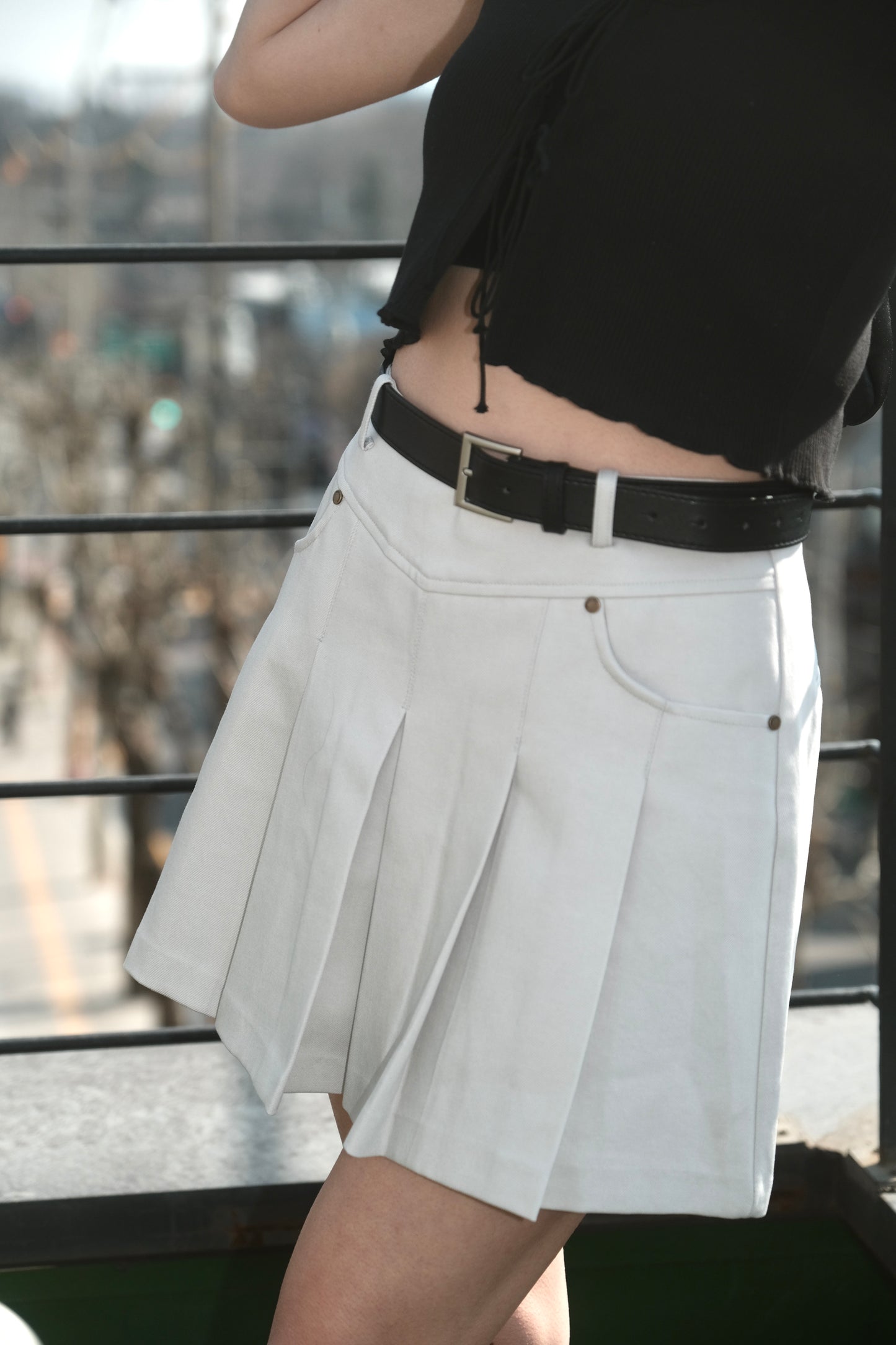 [ 韓國連線 🇰🇷 低調小細節~ 西部牛仔百褶裙 ] Cowgirl In Town Pleated Skirt (with belt) - 3 colours