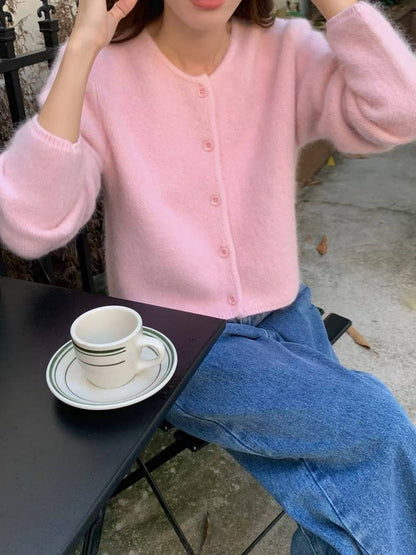 [ 🆕 親膚雲感~ 輕盈保暖~ 高質安哥拉山羊毛冷衫 ] Fleecy Angora Cardigan - 7 colours