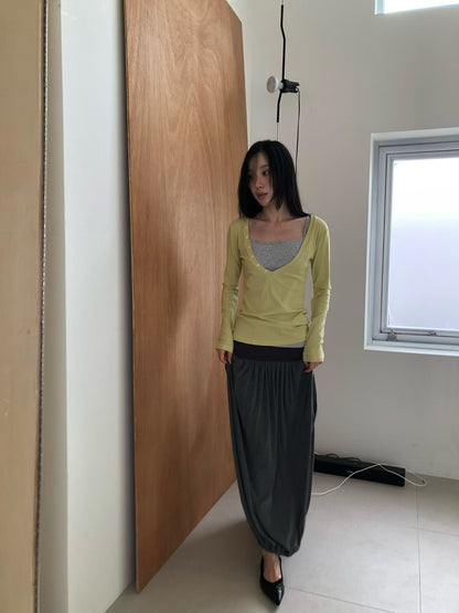 Layered V-Neck Ribbed Top - 3 colours