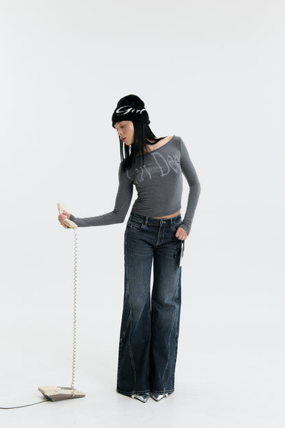 Luv Dept / Signature Luv Dept Tie Up Top - Charcoal