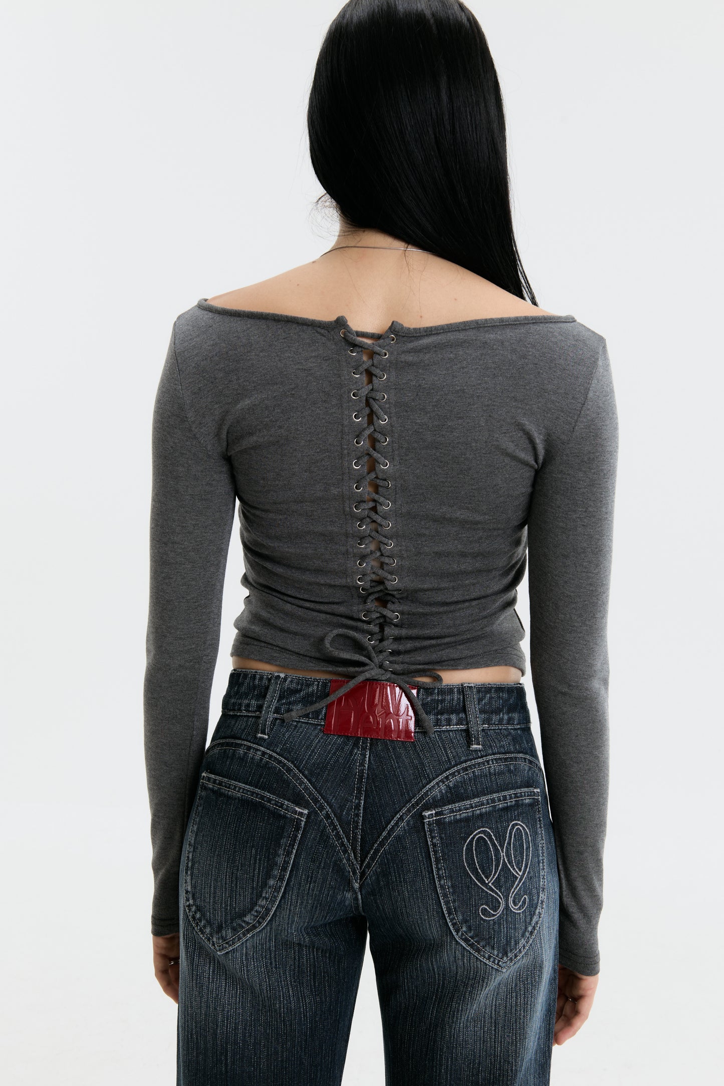 Luv Dept / Signature Luv Dept Tie Up Top - Charcoal