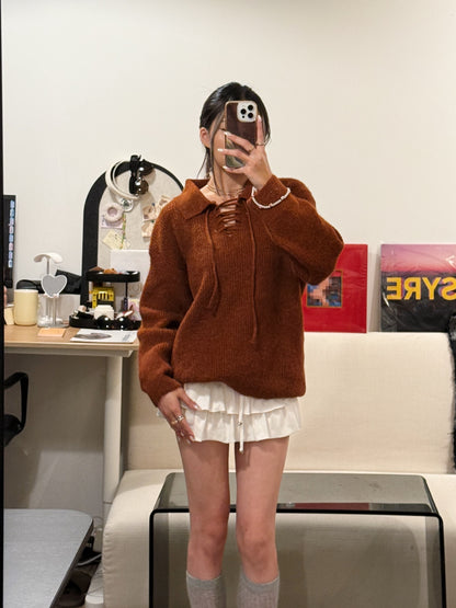 [ 🆕 簡單不出錯~! 綁帶寬鬆冷衫～] To Go Tie Up Knit Sweater - 3 colours