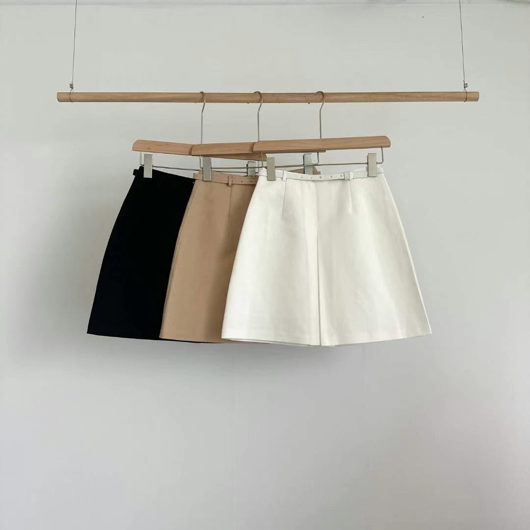 [ 韓國連線 🇰🇷 極高質! 防皺不透西裝裙 (連腰帶)] Sailing Wave Mini Skirt (with belt) - 3 colours