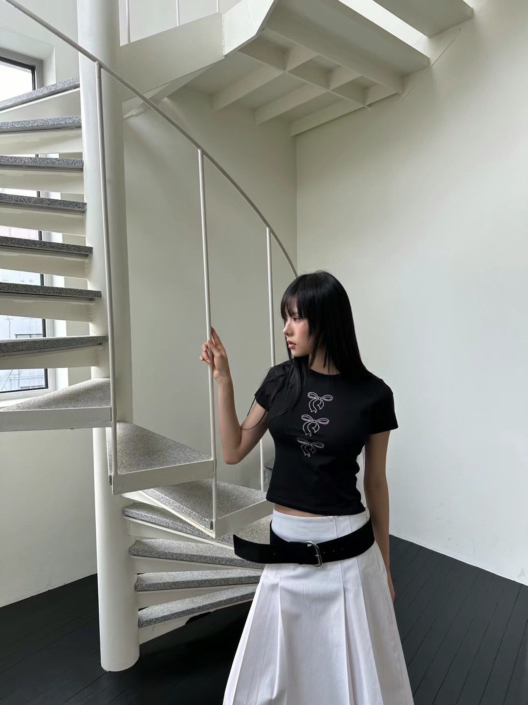 [ 私心必備！閃閃蝴蝶結 tee ] Bow In A Row Everyday Top - 2 colours