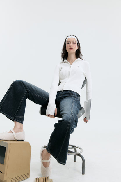 Luv Dept / The Core Full-Zip Sweater - Ivory