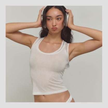 [ Premium ⚜️ ] Leila Layered Knit Top - White