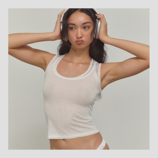 [ Premium ⚜️ ] Leila Layered Knit Top - White