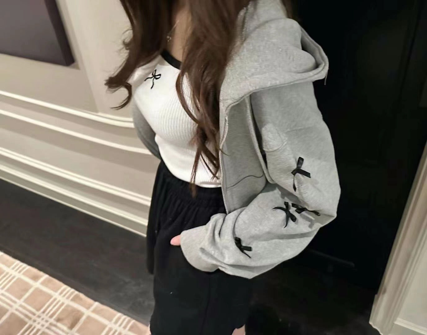 [ 超可愛的 casual hoodie ] Ribbon Bow Hoodie Jacket - 3 colours