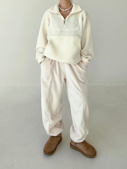 [ 暖 “粒粒” 拉鍊衛衣 ] Teddy Half Zip Pullover - Ivory