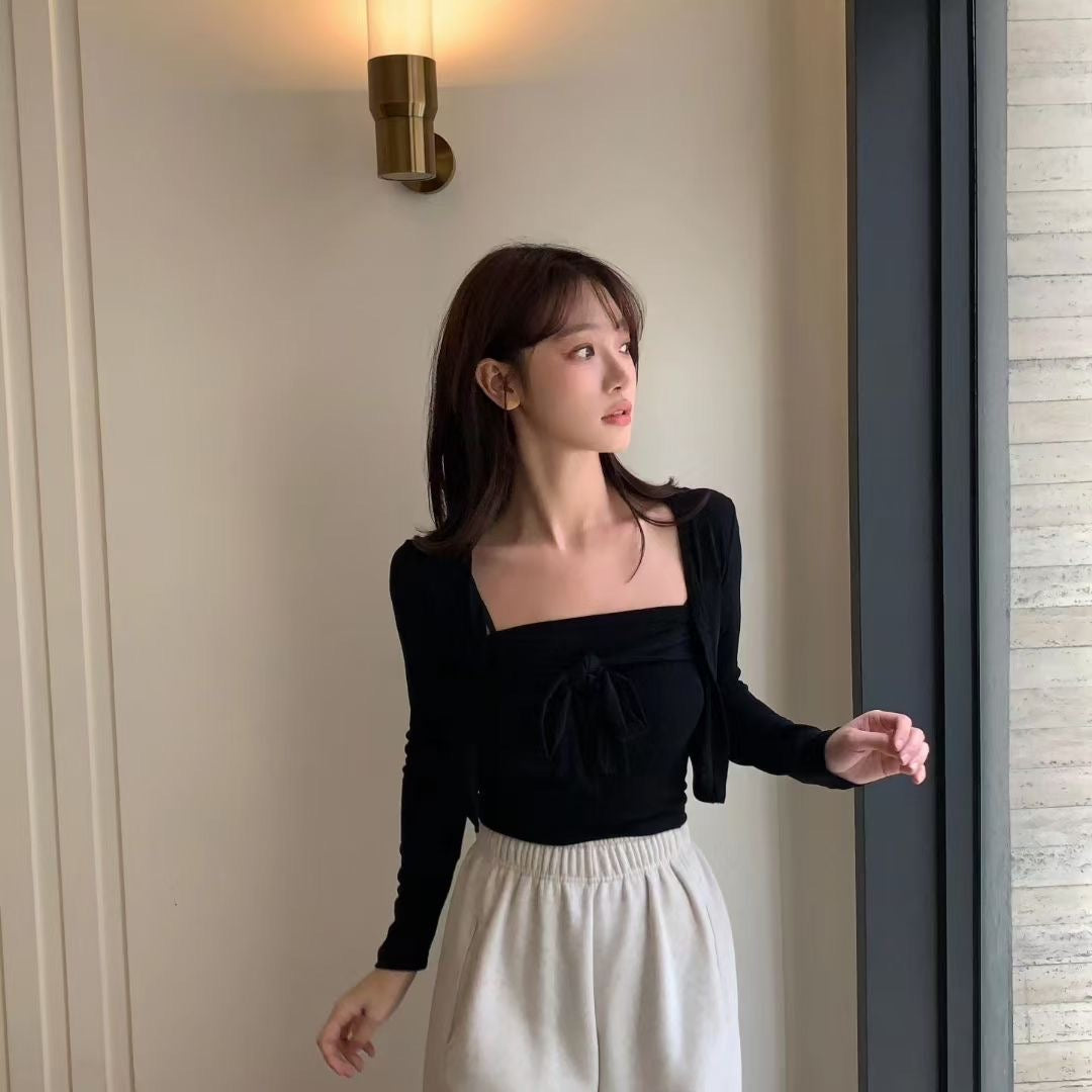 [ 超柔軟觸感 2 件套 ] Ribbon in Heart Bolero Set - 4 colours