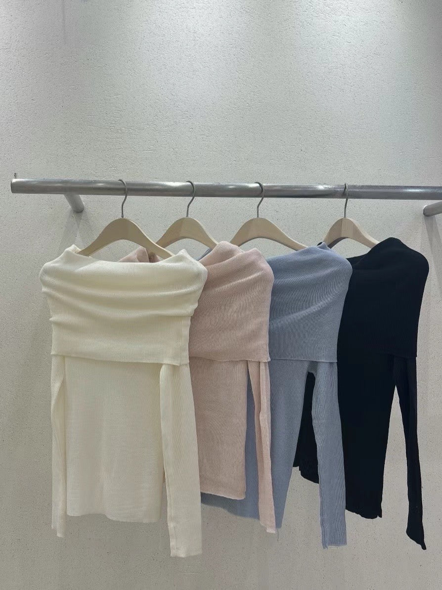 [ 必備 ! 軟糯親膚氣質款 ] Second Skin Off Shoulder Sheer Top - 4 colours