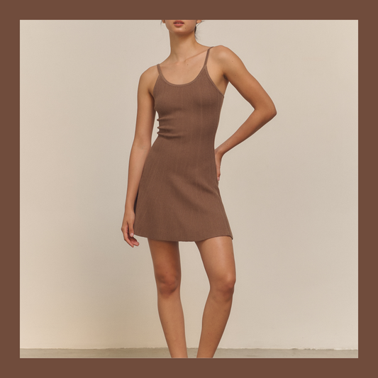 [ Premium ⚜️ ] Jade Mini Dress - Brown