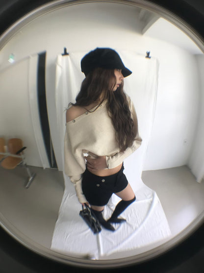 Asymmetrical Sweater With Buttons - 3 colours