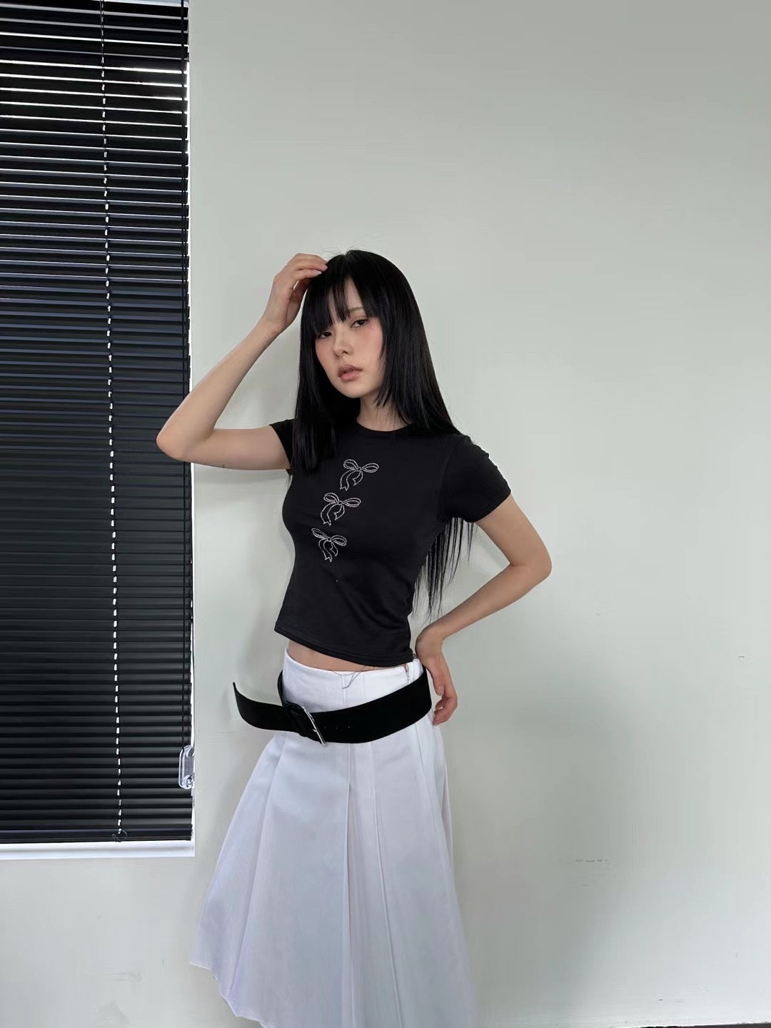 [ 私心必備！閃閃蝴蝶結 tee ] Bow In A Row Everyday Top - 2 colours