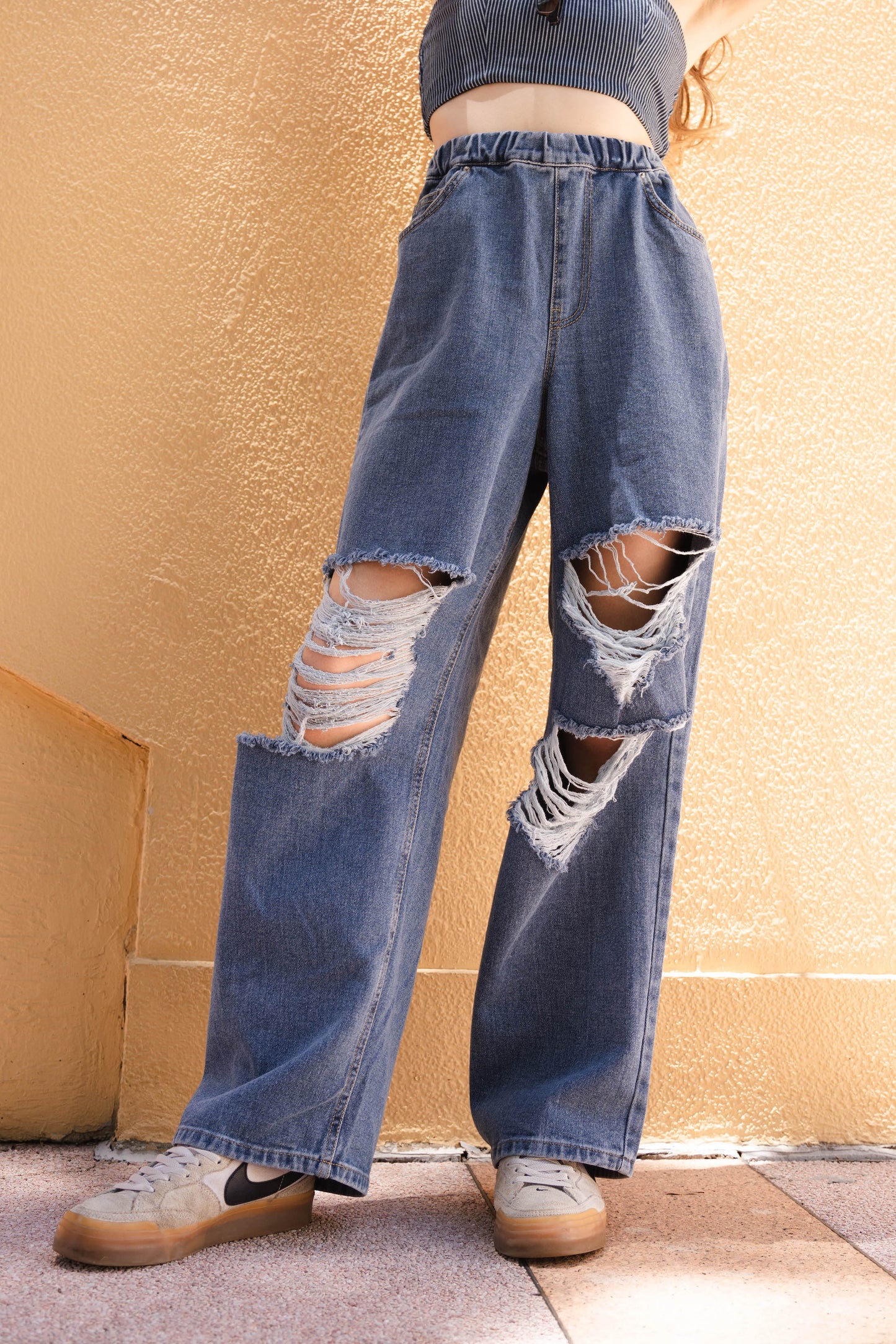 [ 高質! 超型格! Baggy 爛牛 ] KAKA Baggy Ripped Jeans