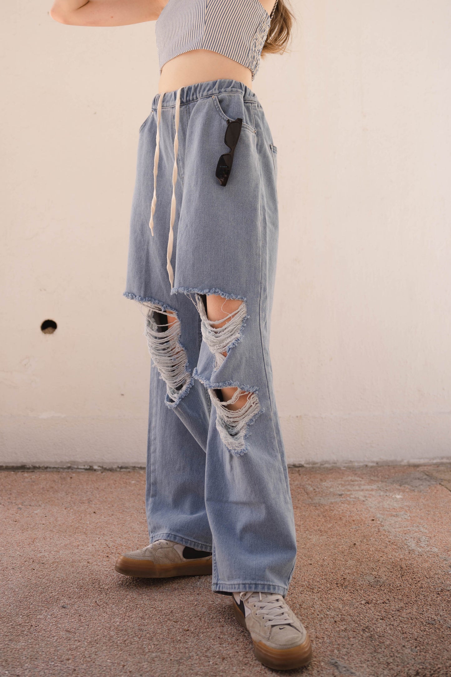 [ 高質! 超型格! Baggy 爛牛 ] KAKA Baggy Ripped Jeans