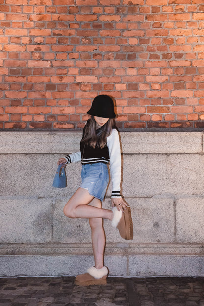 [ 今年必備! 毛毛厚底鞋 ] Mo Mo Fluffy Winter Platform Slipper - 3 colours