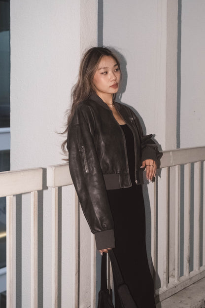 [ 型格 Bomber 飛機皮褸 ] Loved Bomber Faux Leather Jacket - 2 colours
