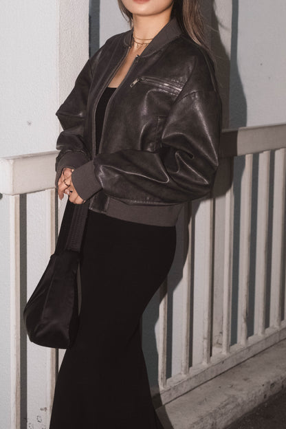 [ 型格 Bomber 飛機皮褸 ] Loved Bomber Faux Leather Jacket - 2 colours
