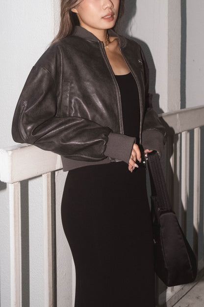 [ 型格 Bomber 飛機皮褸 ] Loved Bomber Faux Leather Jacket - 2 colours