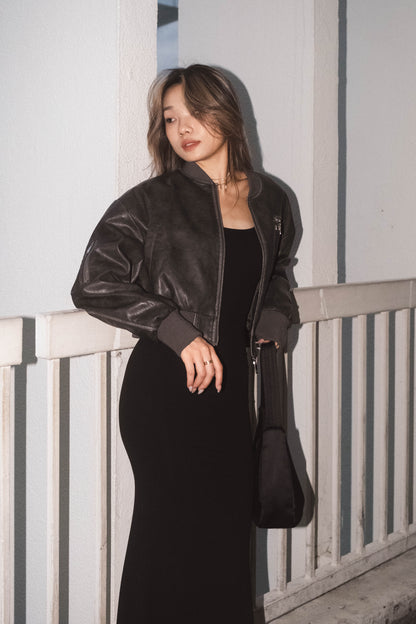 [ 型格 Bomber 飛機皮褸 ] Loved Bomber Faux Leather Jacket - 2 colours