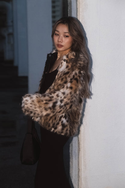 [ 焦點女皇！豹紋毛毛褸 ] Roar Faux Fur Jacket