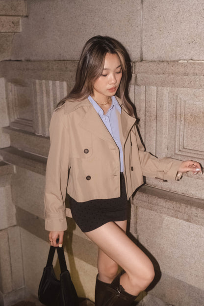 [ 小個子友好 - 短款乾濕褸!  ] Marron Glacé Trench Coat Cropped