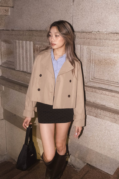 [ 小個子友好 - 短款乾濕褸!  ] Marron Glacé Trench Coat Cropped