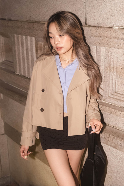 [ 小個子友好 - 短款乾濕褸!  ] Marron Glacé Trench Coat Cropped