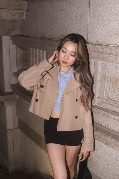 [ 小個子友好 - 短款乾濕褸!  ] Marron Glacé Trench Coat Cropped