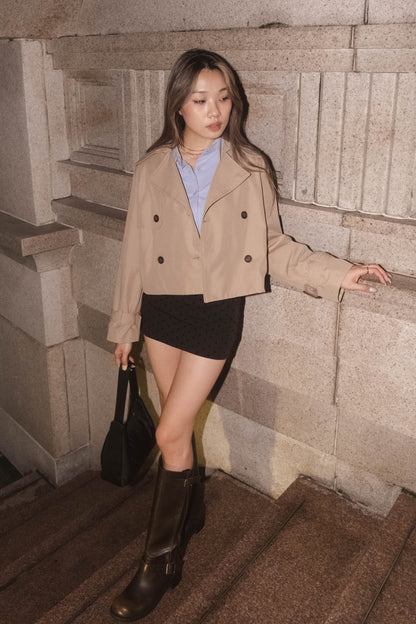 [ 小個子友好 - 短款乾濕褸!  ] Marron Glacé Trench Coat Cropped