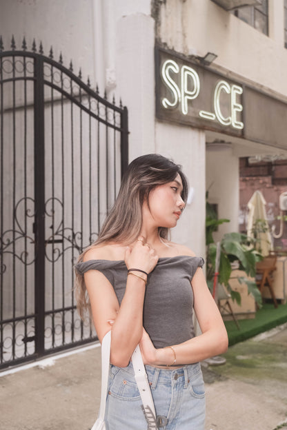 [ 歐美簡約 Clean fit must-have! ] Asymmetric Ruched Top - Grey