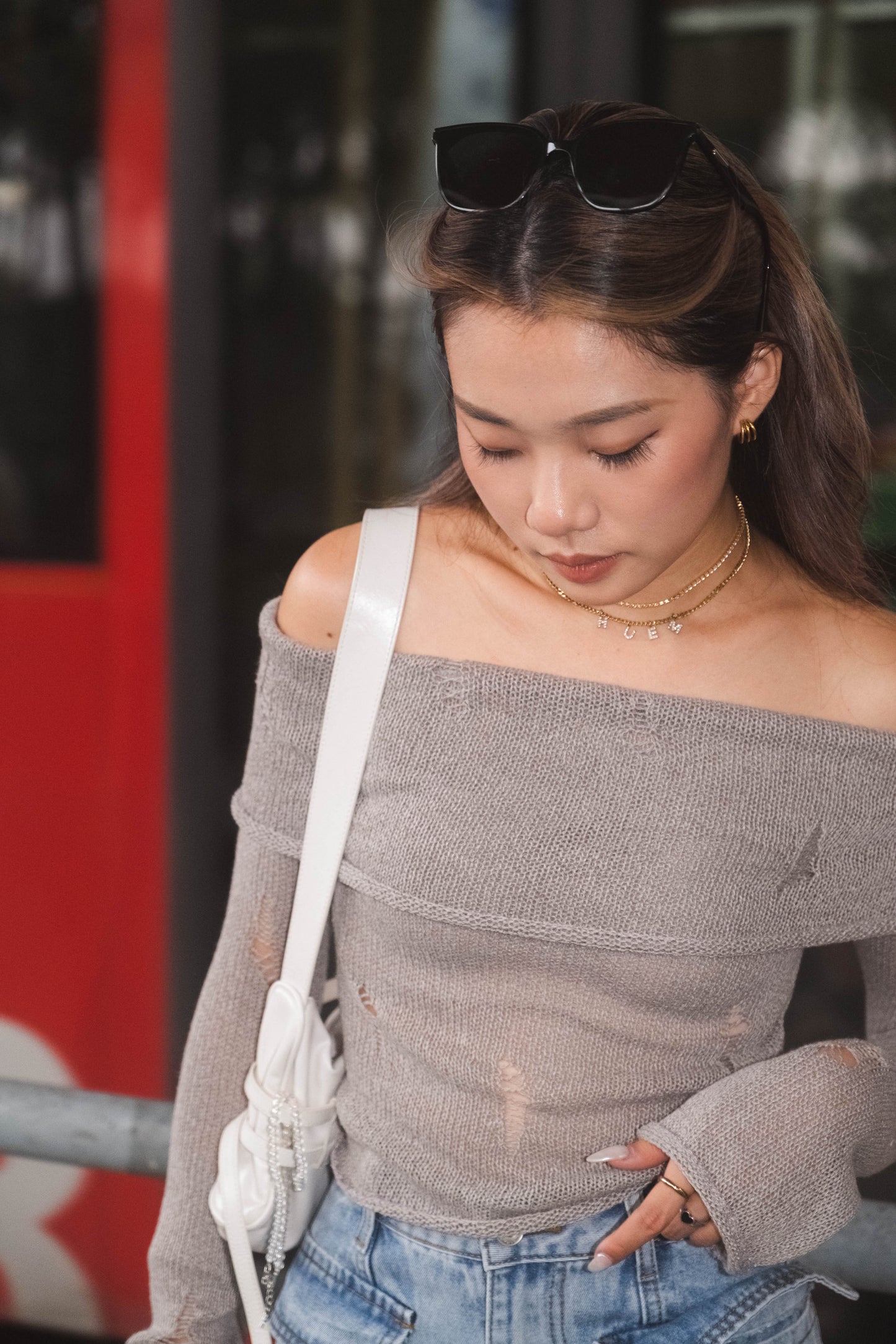 [ 必入手! 軟熟針織一字膊 叛逆微破爛 ] Soft But Rebellious Off Shoulder Knit Top - 3 colours