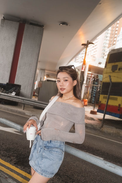 [ 必入手! 軟熟針織一字膊 叛逆微破爛 ] Soft But Rebellious Off Shoulder Knit Top - 3 colours