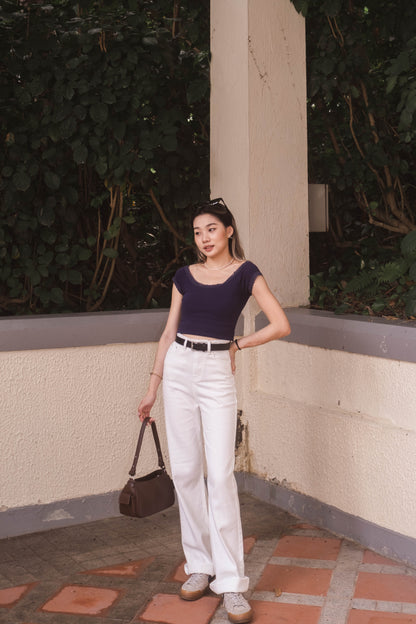 [ 簡約百搭 lace 邊大領 top~ ] 
Cooling Sunset Basic Top - 3 colours