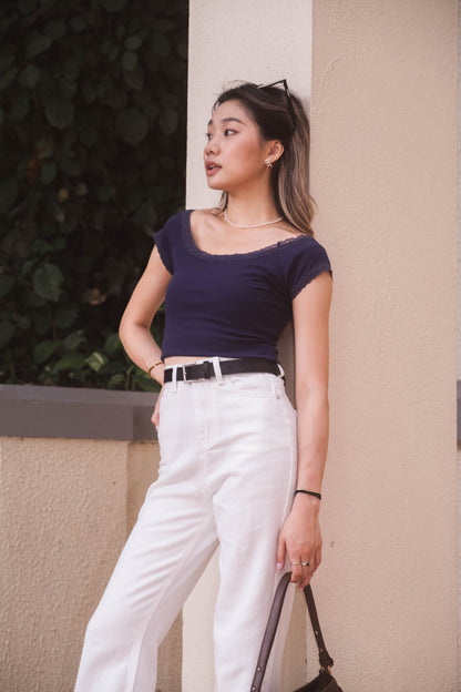 [ 簡約百搭 lace 邊大領 top~ ] 
Cooling Sunset Basic Top - 3 colours