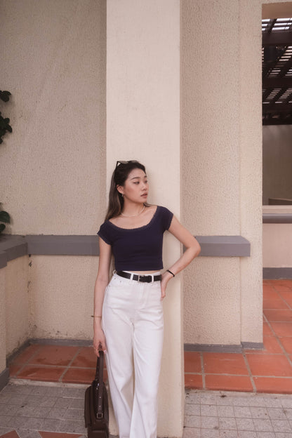[ 簡約百搭 lace 邊大領 top~ ] 
Cooling Sunset Basic Top - 3 colours