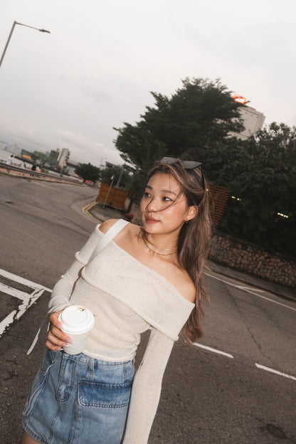 [ 必入手! 軟熟針織一字膊 叛逆微破爛 ] Soft But Rebellious Off Shoulder Knit Top - 3 colours