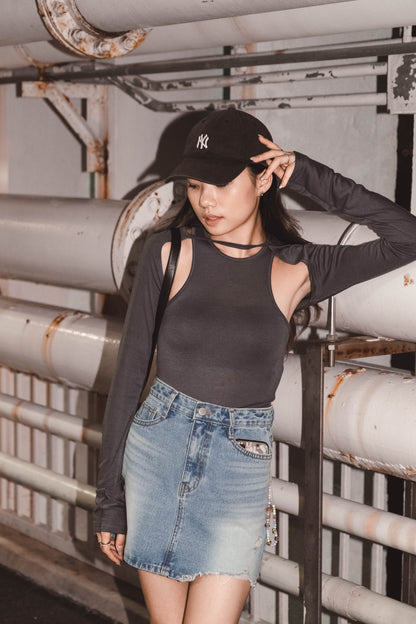 [ 軟綿綿~ 型格袖衫! ] Sheer Bolero Top - Grey