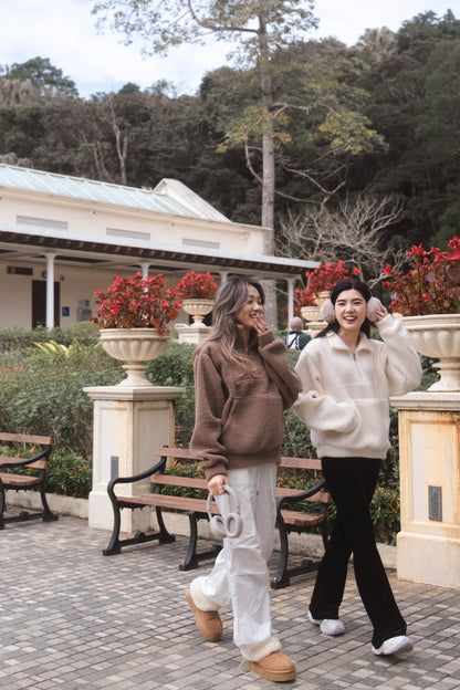 [ 暖 “粒粒” 拉鍊衛衣 ] Teddy Half Zip Pullover - Ivory