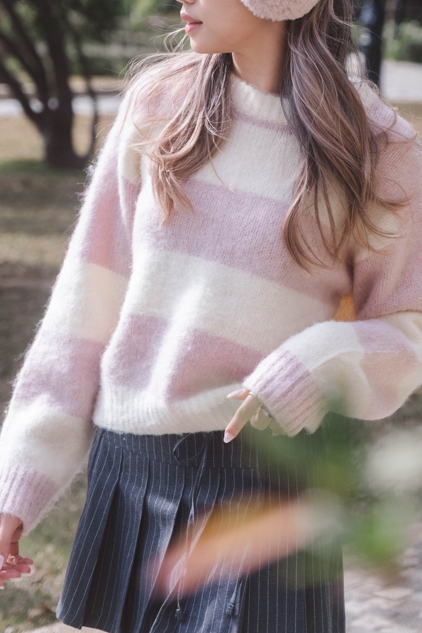 [ 棉花糖橫間冷衫 ] So Soft Sweetie Sweater Stripes - Baby Pink