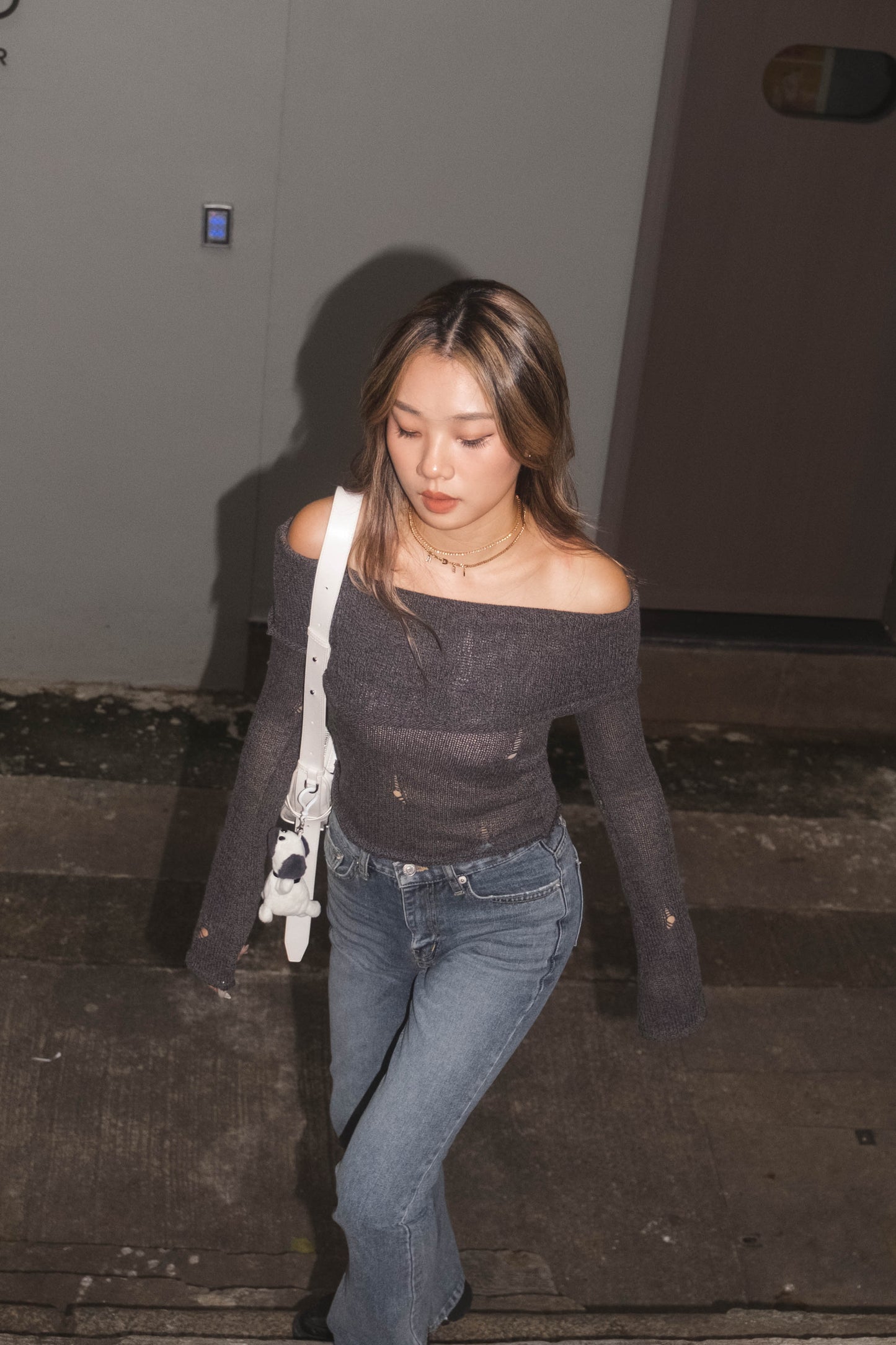 [ 必入手! 軟熟針織一字膊 叛逆微破爛 ] Soft But Rebellious Off Shoulder Knit Top - 3 colours