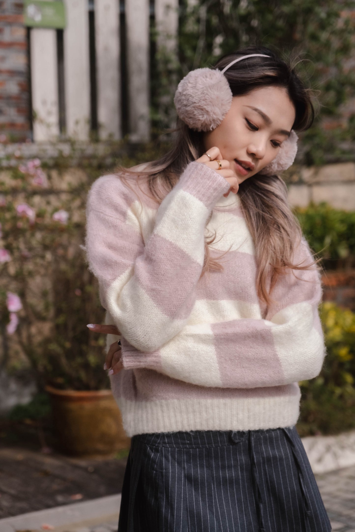 [ 棉花糖橫間冷衫 ] So Soft Sweetie Sweater Stripes - Baby Pink