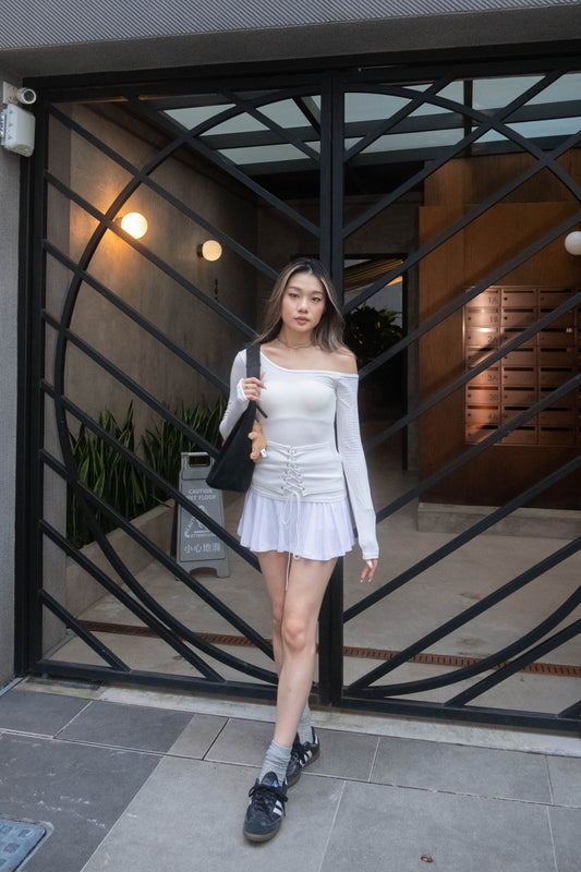 [ 🆕 設計感up! 🩰 綁帶斜膊薄 top ] Girdle Belt Top - 3 colours