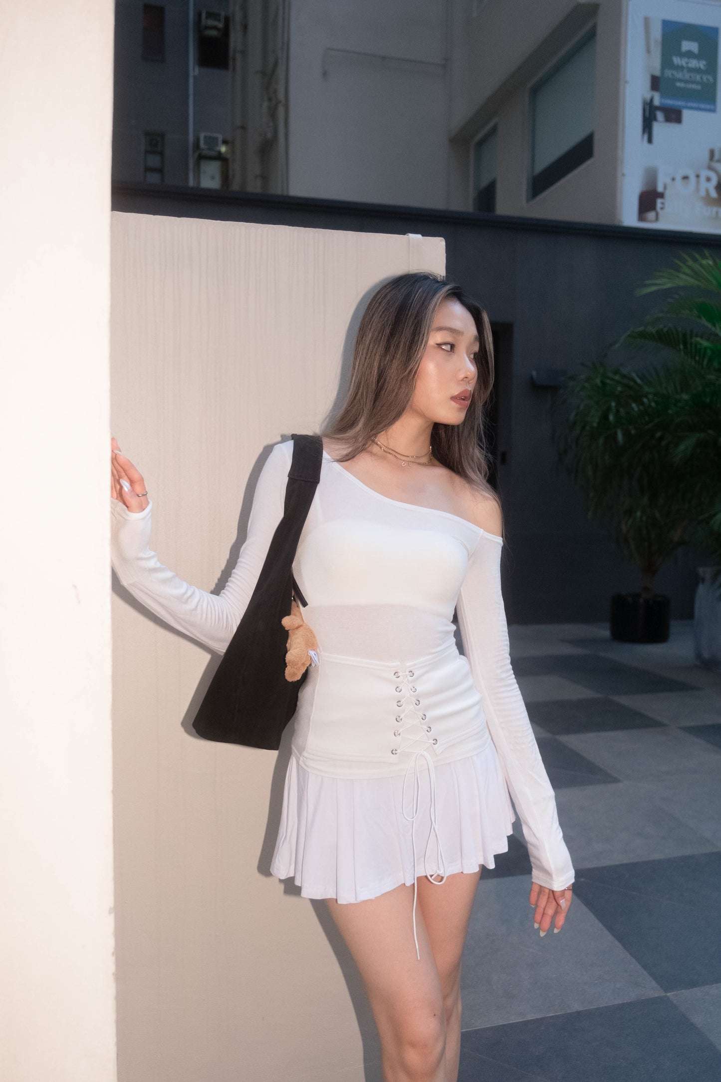 [ 🆕 設計感up! 🩰 綁帶斜膊薄 top ] Girdle Belt Top - 3 colours