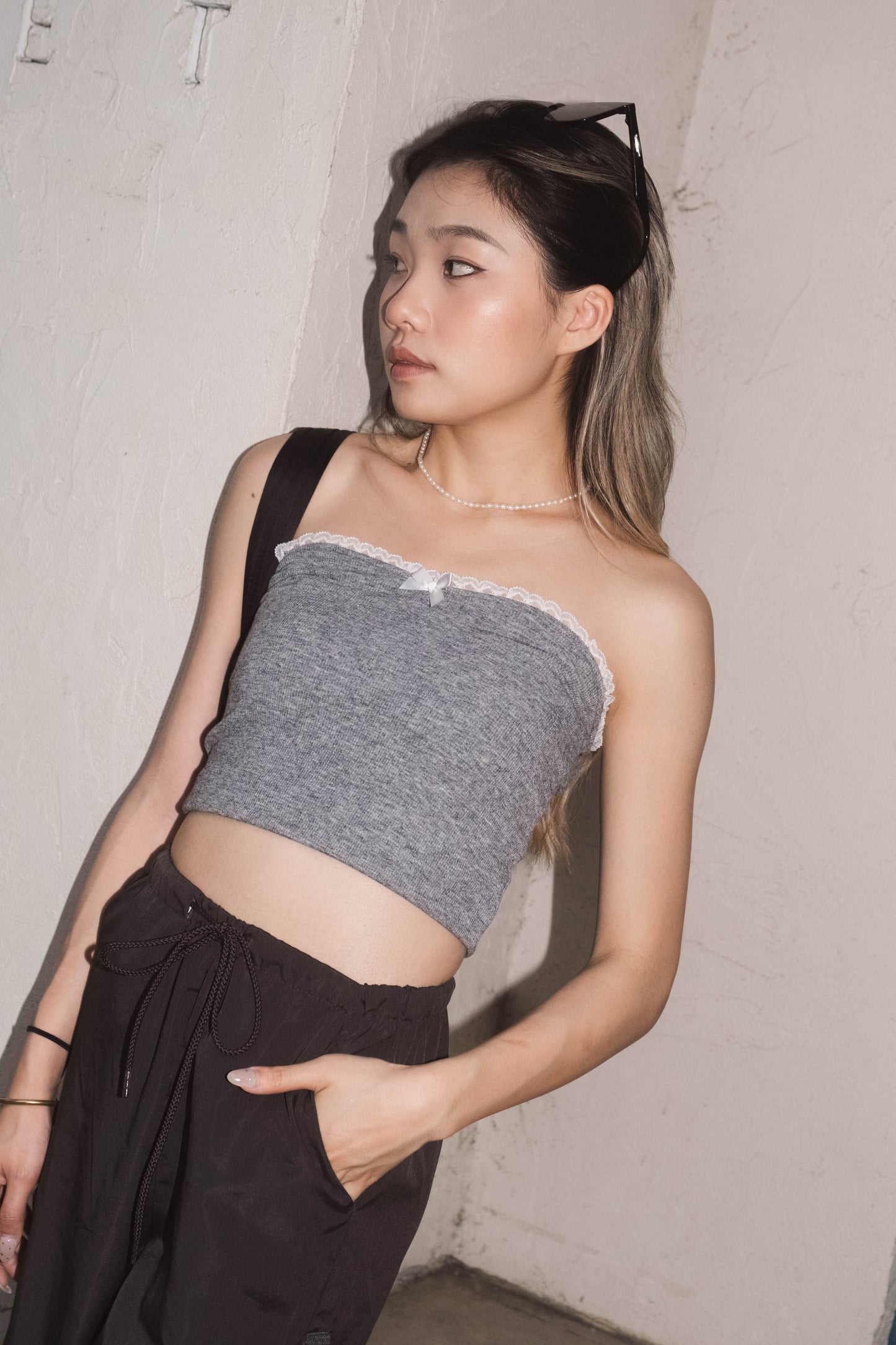 [ 復古性感~ Lace 邊彈性 Tube Top ] Aurora Lace Tube Top - 2 colours