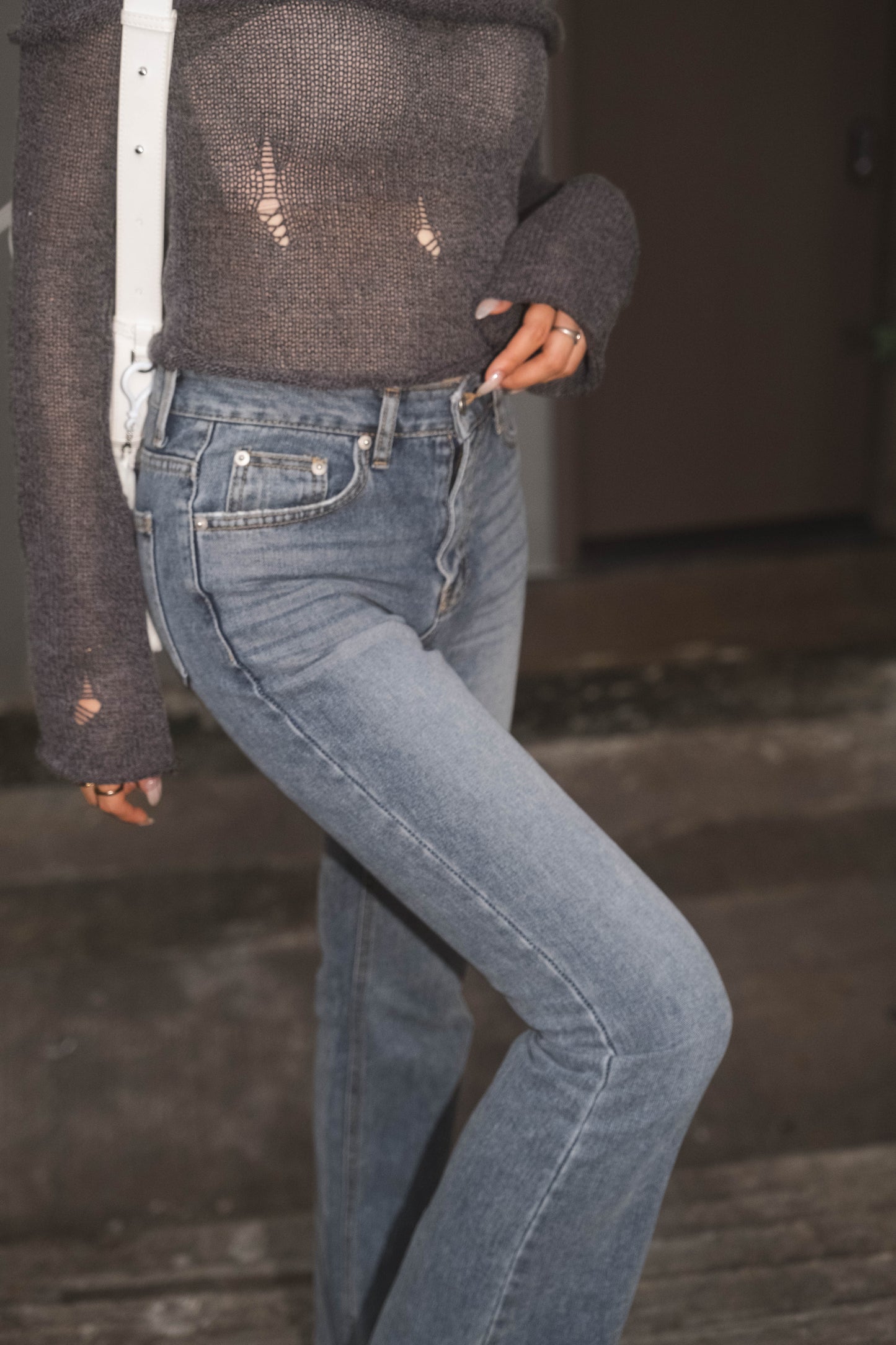 [ 舒適自在之選! 復古中腰喇叭牛 ] Retro Mid-waist Flare Jeans