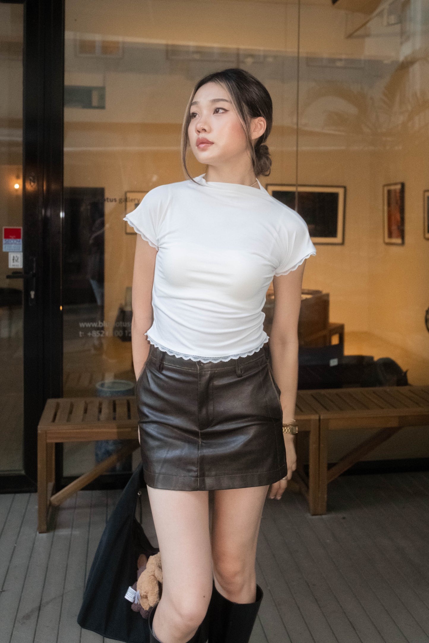 [ 🆕 氣質簡約 💟 小高領 lace 邊短 top ]Mini Lace Top - 4 colours