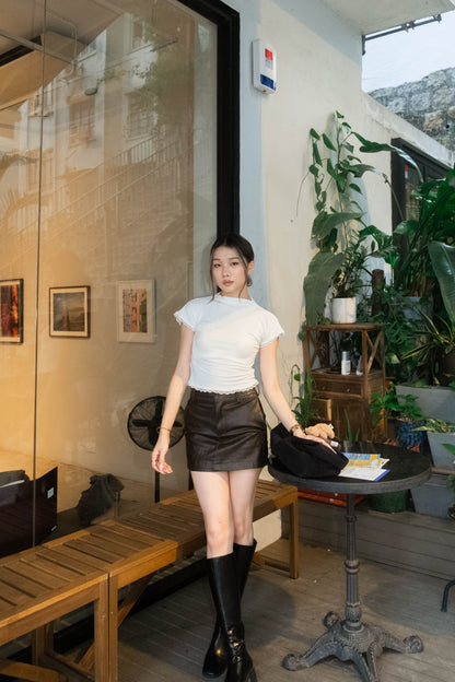 [ 🆕 氣質簡約 💟 小高領 lace 邊短 top ]Mini Lace Top - 4 colours