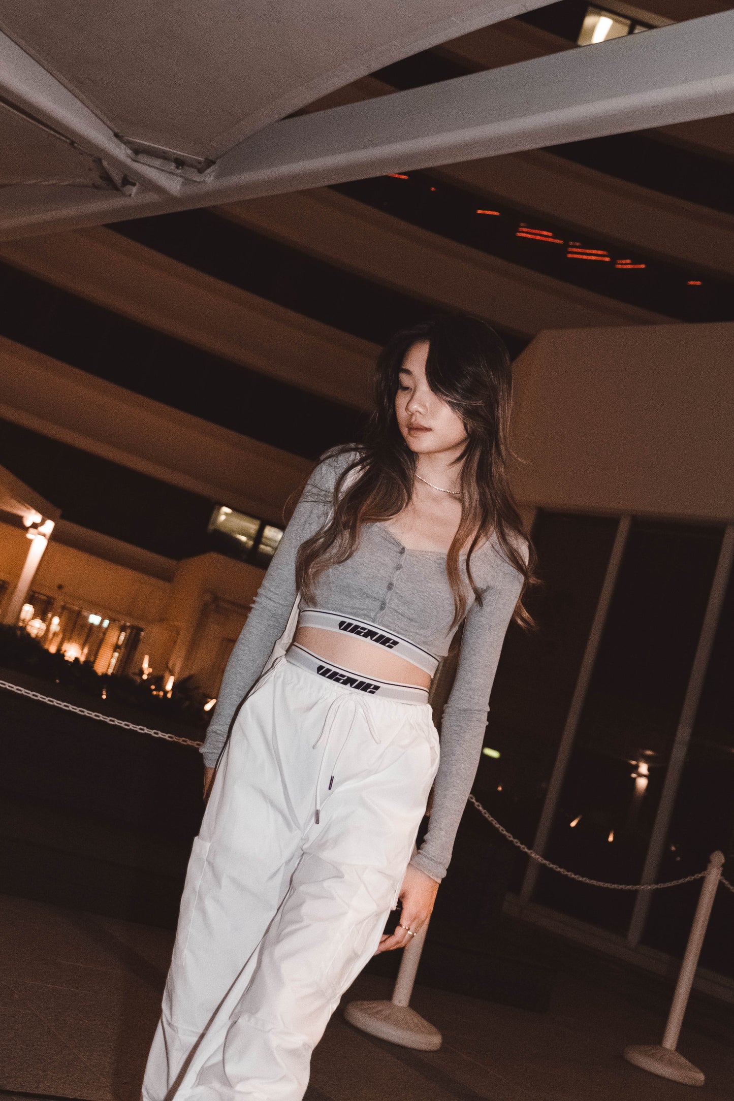 [ 個性不撞款! ] Rubbery Long Sleeve Cropped Top